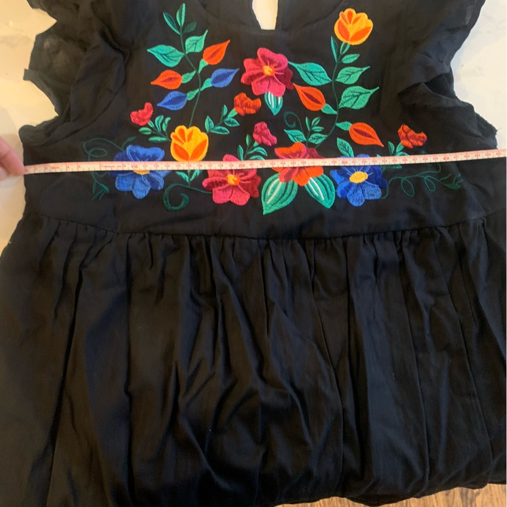 Floral High neck Mexican style dress. Black - Picture 5 of 6